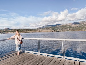 Girl posing in at the Kelowna, BC harbour front 