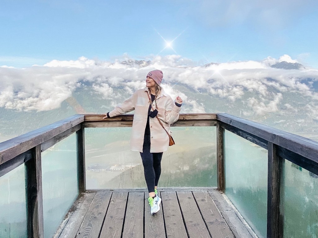 Girl posing at the Sea to Sky in Squamish, BC
